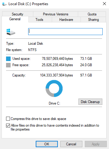 windows 11 disk index